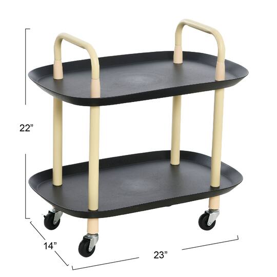 Hello Honey® Main + Mesa™ -Tier Modern Plastic and Metal Trolley